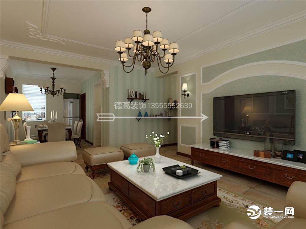 世纪家园120平欧式风格三居室客厅