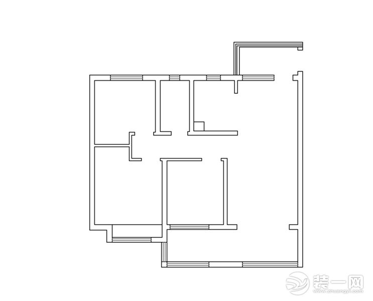 青岛春江郦城95㎡三居室现代简约风格户型图