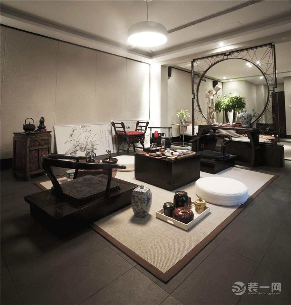 350平别墅新中式风格茶室装修效果图