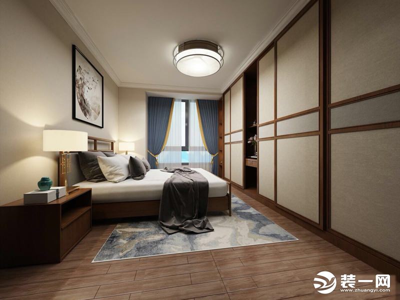 惠州浩天装饰央筑133平新中式风格卧室效果图