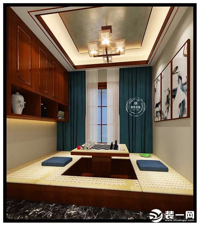 惠州浩天装饰260平方大户型中式风格茶室效果图