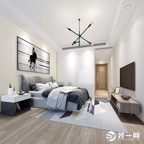惠州浩天装饰130平北欧风卧室效果图