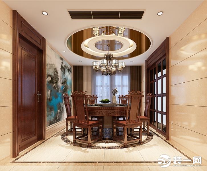 惠州浩天装饰160平复式中式风格餐厅效果图