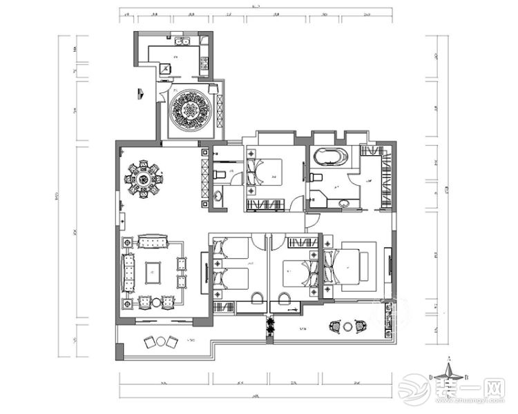 惠州浩天装饰227欧式平面方案图