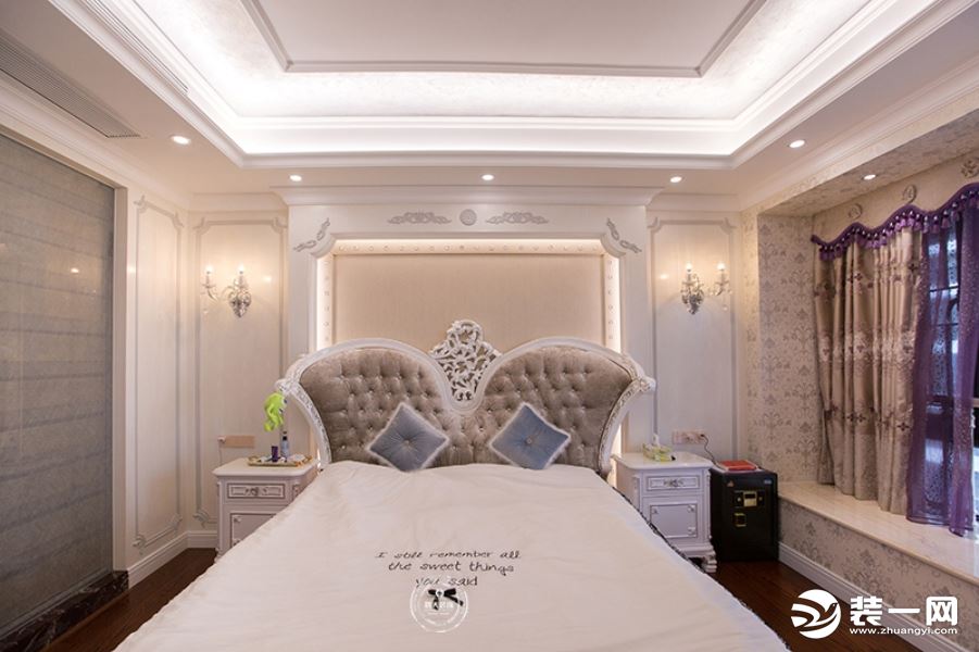 惠州浩天装饰中洲中央公园245平法式与欧式结合卧室完工效果