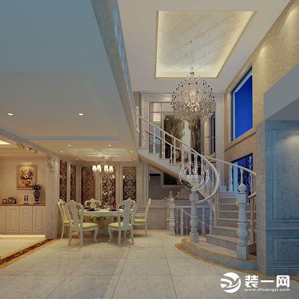 惠州浩天装饰别墅285平方欧式风格餐厅效果图