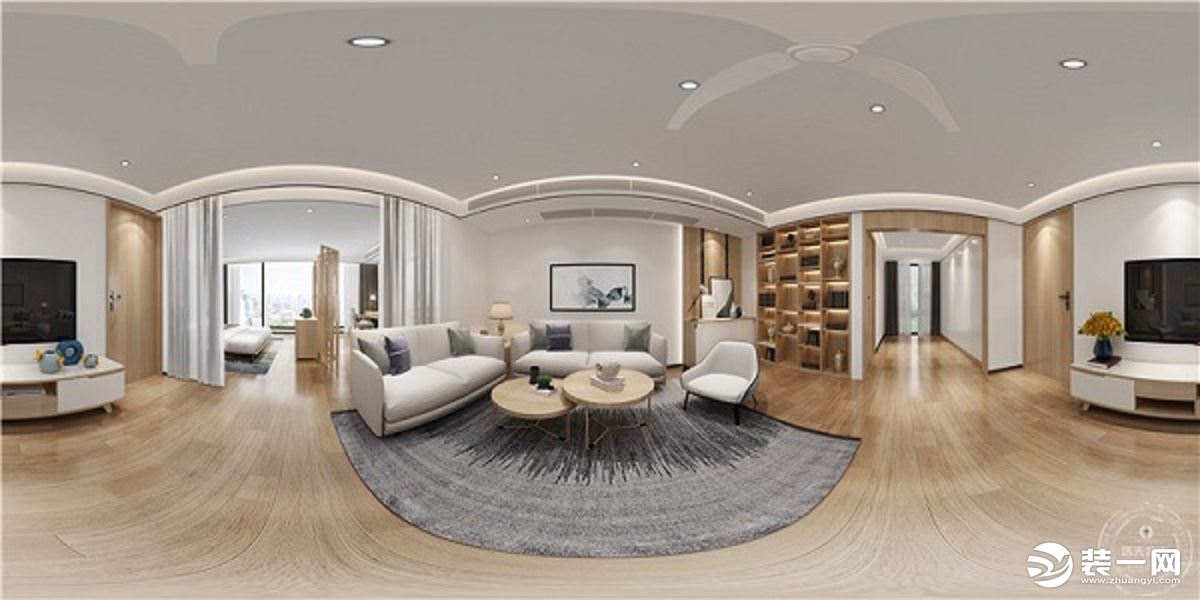 惠州浩天装饰博海名苑现代极简风格起居室效果图。