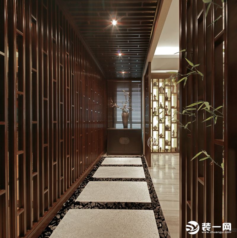 惠州浩天装饰宏发领域新中式风格玄关效果图。