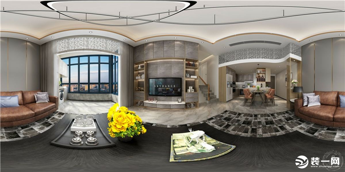 惠州浩天装饰客厅113平现代轻奢风格效果图案例