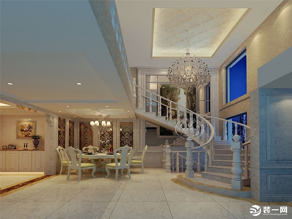 惠州浩天装饰泛海拉菲285㎡欧式风格楼梯装修案例