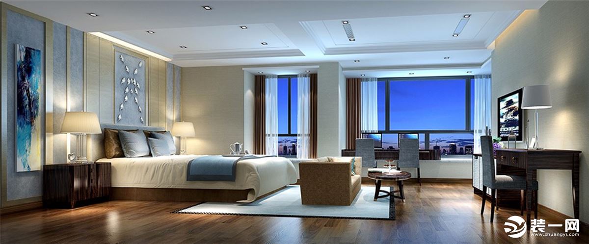 惠州浩天装饰国汇山120m2港式风格卧室效果图案例
