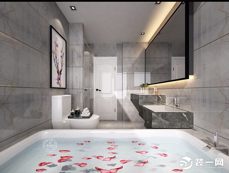 惠州浩天装饰雅湖半岛165平小复式现代简约洗手间效果图