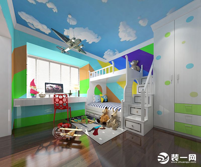 惠州浩天装饰雅湖半岛165平小复式现代简约儿童房效果图
