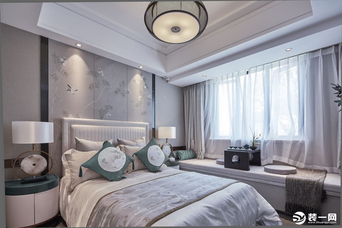 惠州浩天装饰中式风格150㎡效果图卧室装修案例