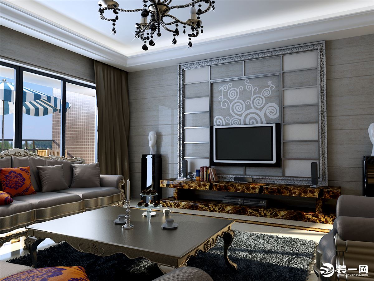 惠州浩天装饰香域中央160㎡新古典风——客厅效果图2