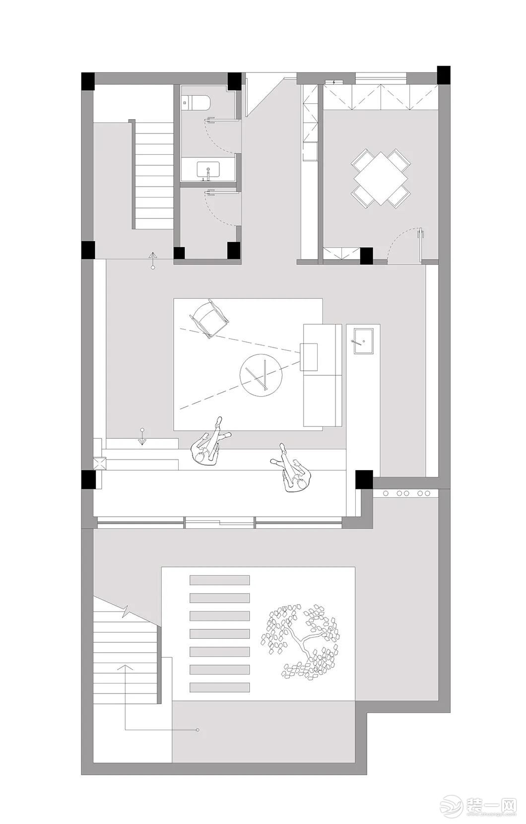 450㎡自建别墅设计——平面布置图1