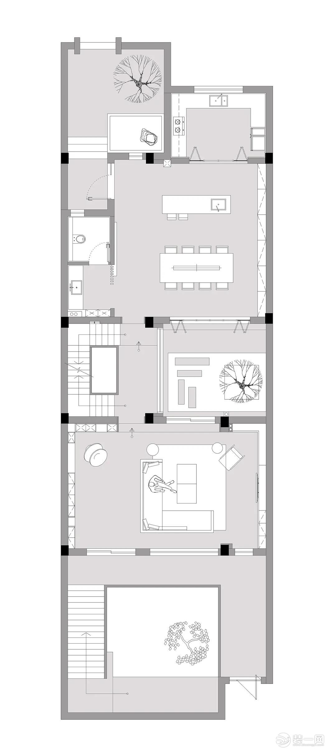 450㎡自建别墅设计——平面布置图2