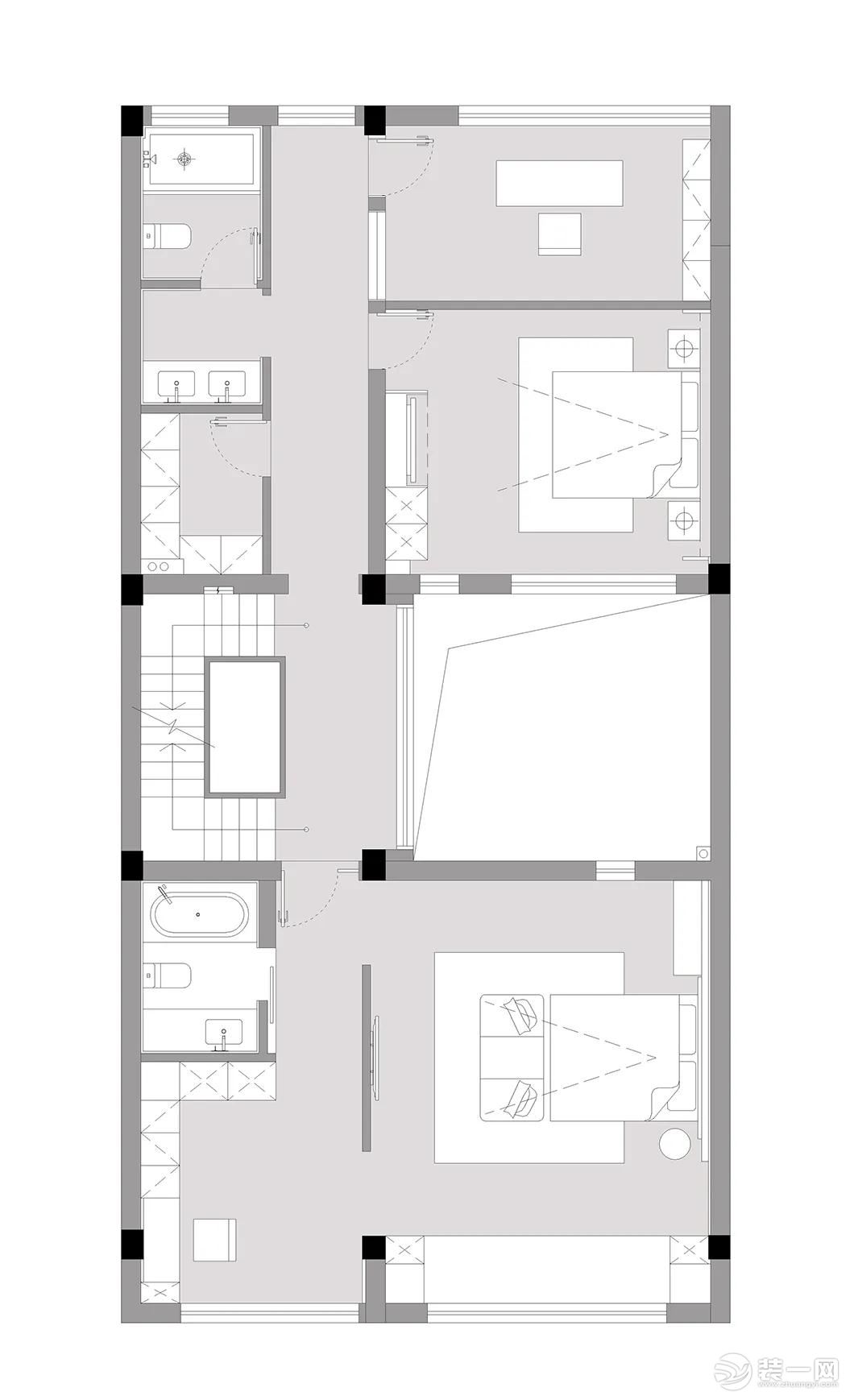 450㎡自建别墅设计——平面布置图3