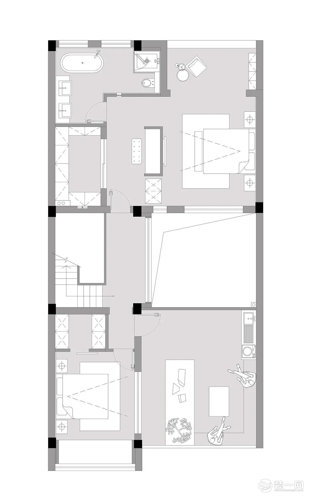 450㎡自建别墅设计——平面布置图4