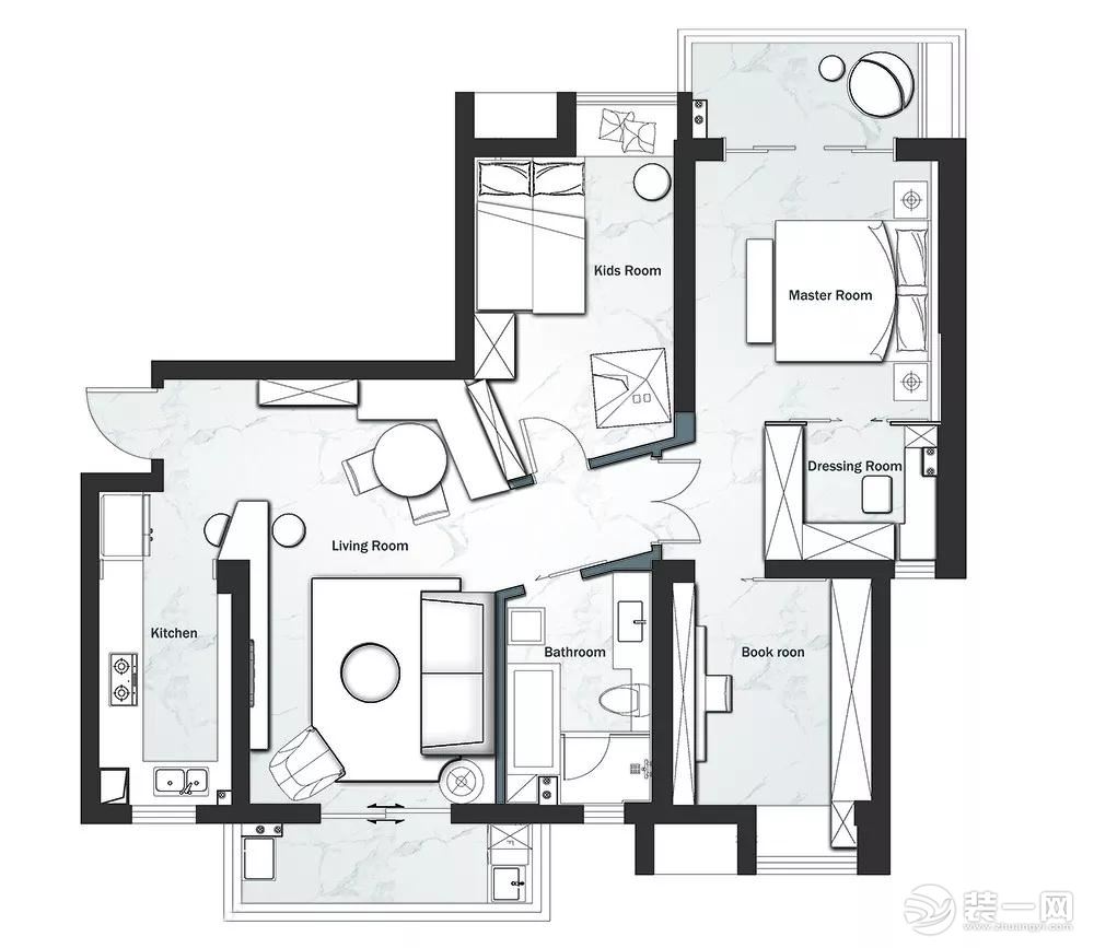 上觀國際120㎡北歐風——平面布置圖