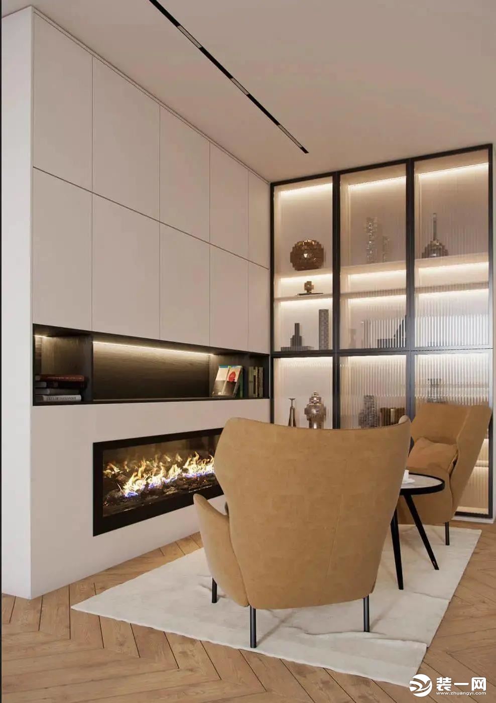 惠州浩天装饰平慢城极简原木风风格装修案例效果图——客厅
