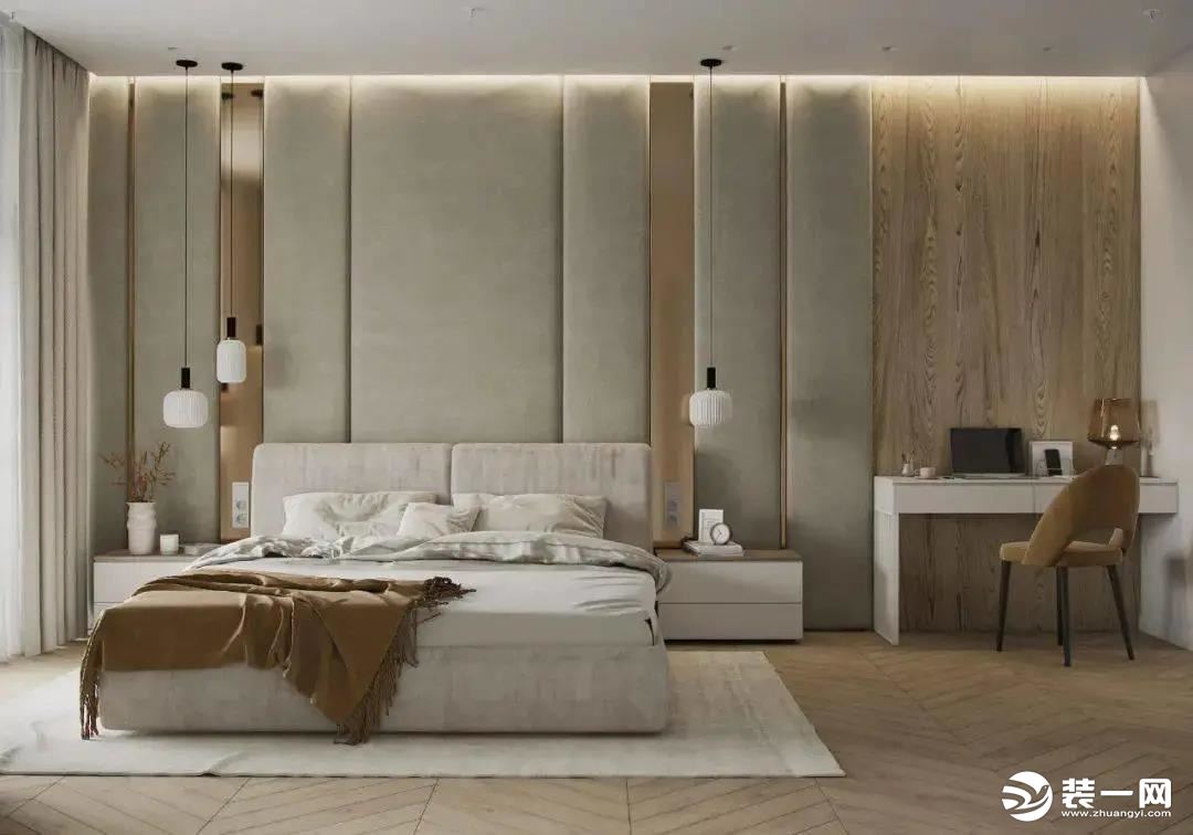 惠州浩天装饰平慢城极简原木风风格装修案例效果图——卧室