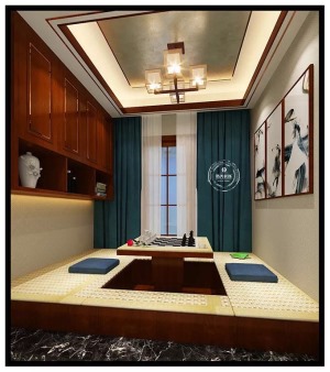 惠州浩天装饰260平方大户型中式风格茶室效果图