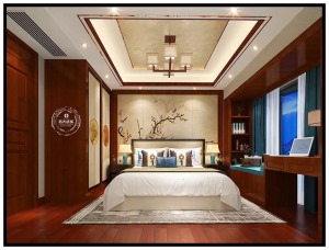 惠州浩天装饰260平方大户型中式风格长辈房效果图