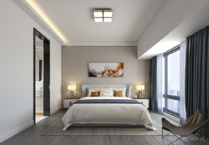 宏发上域128㎡复式现代简约卧室效果图