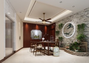 惠州浩天装饰梵高的花园180㎡新中式风格茶室效果图