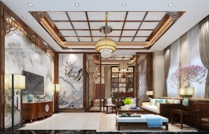 【浩天装饰】龙城一品600平新中式别墅案例欣赏
