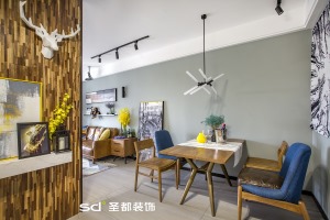 宁波圣都装饰中海国际89㎡三居室混搭风装修设计案例