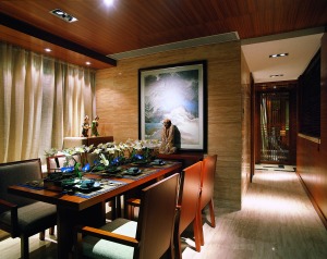 美的家鸿馆 鲁能星城 130平 复式 造价30万 中式风 餐厅