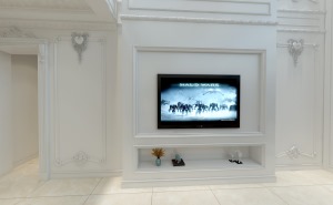 《鸿馆整装》九城时光-256㎡-法式轻奢风格效果图-电视墙