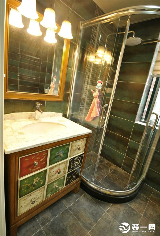 丰立装饰鲁能城98平三居室美式风格实景案例--卫生间