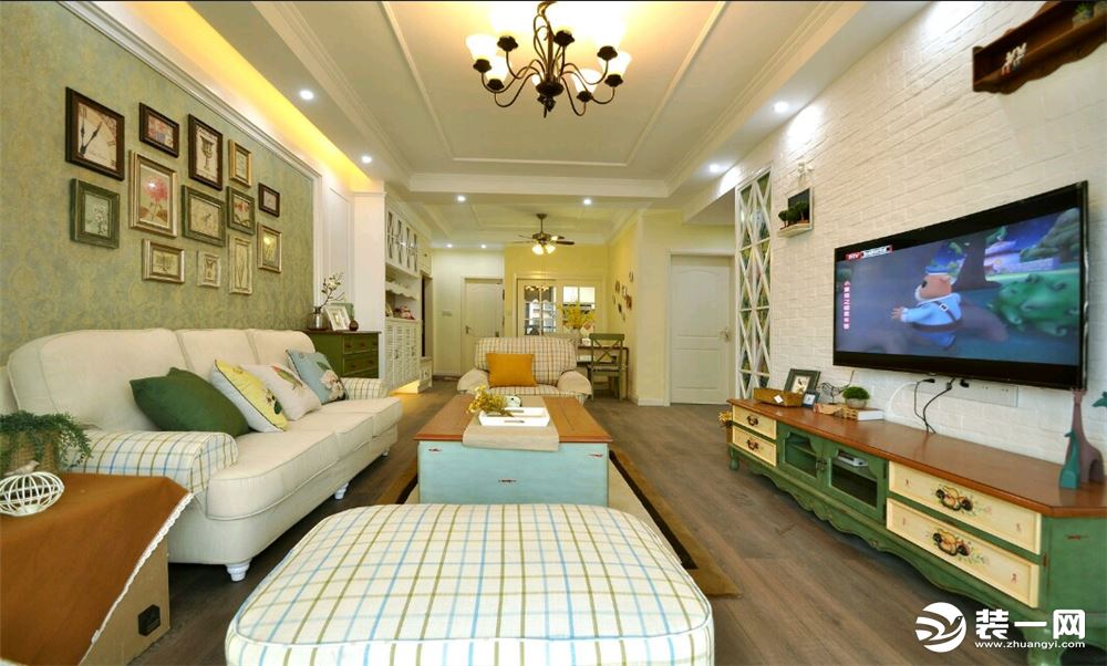 丰立装饰鲁能城98平三居室美式风格实景案例--客厅