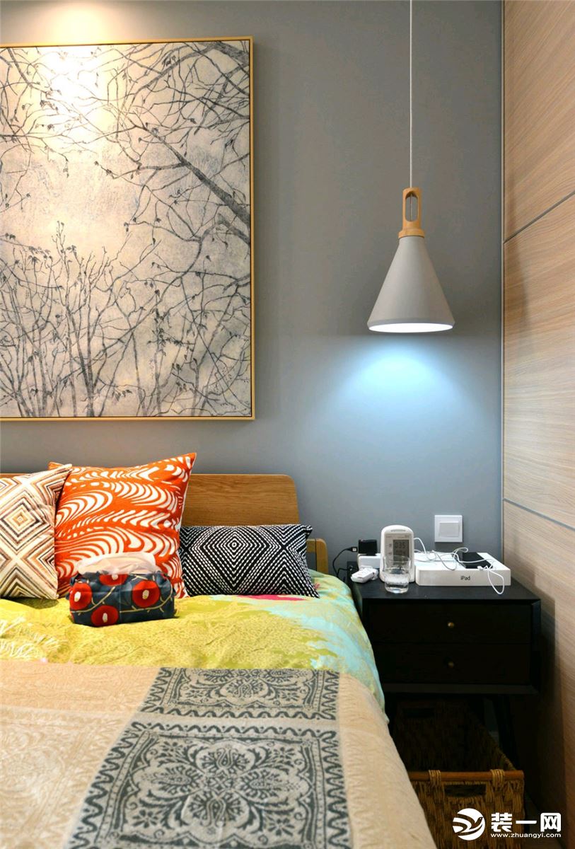 卧室  丰立装饰北欧风格90平米原木风格造价12万