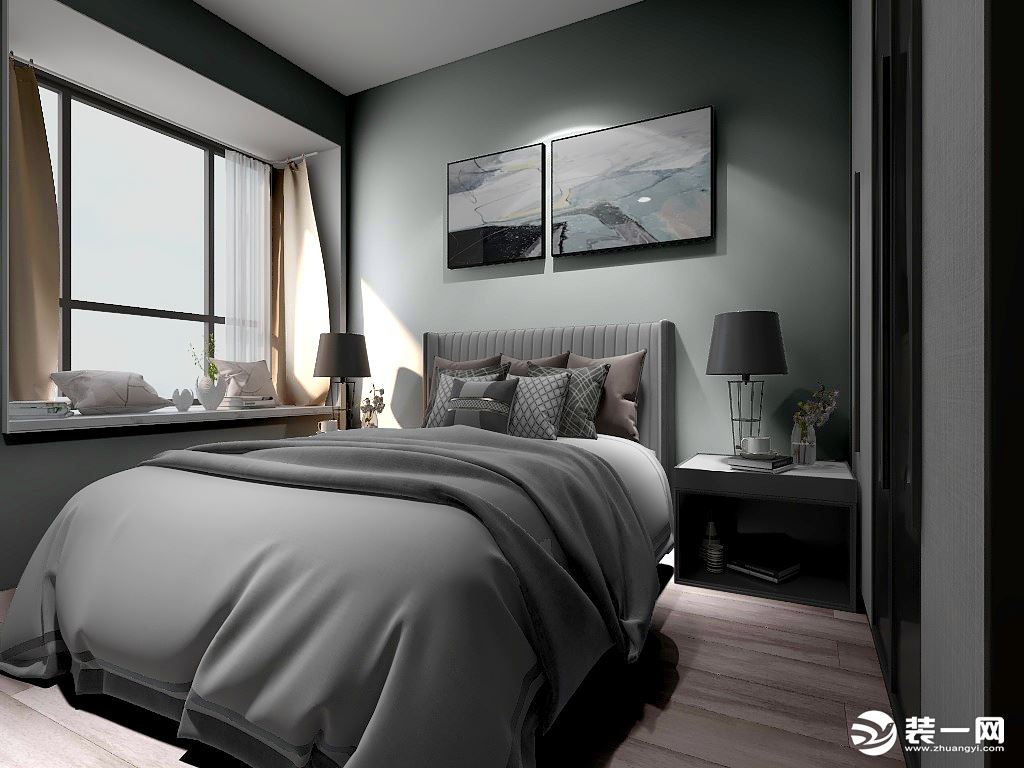 卧室墙面选用墙面壁布通过颜色点亮空间，让居家休息空间多一份安静和祥和。