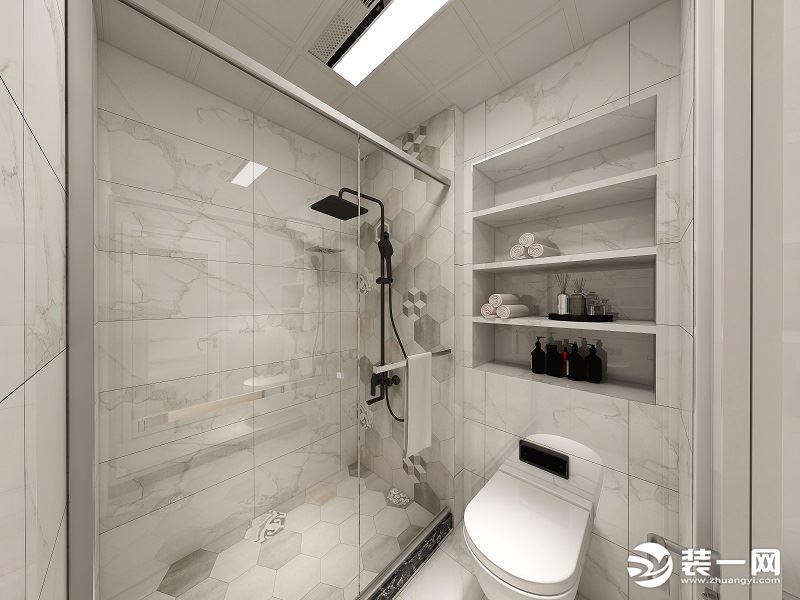卫生间：两个卫生间的设置只要是考虑使用性，其一客户的上班时间是一样的这样会更方便的解决客户的洗漱时间