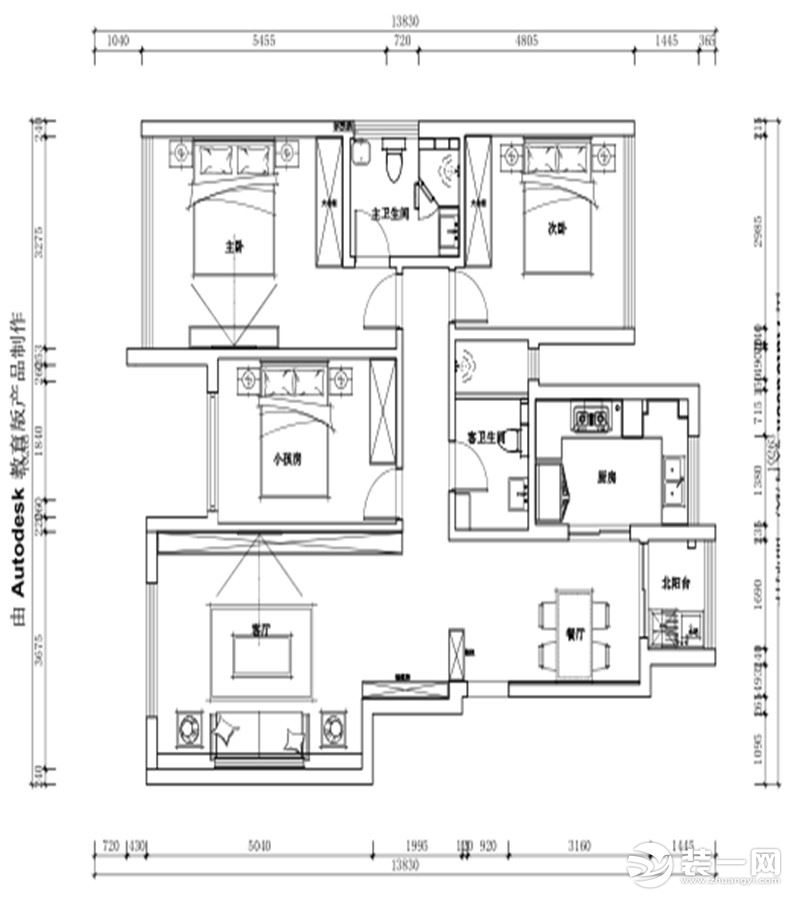 80后夫妇四口之家，前期两个男孩住一个房间，留一个次卧老人住