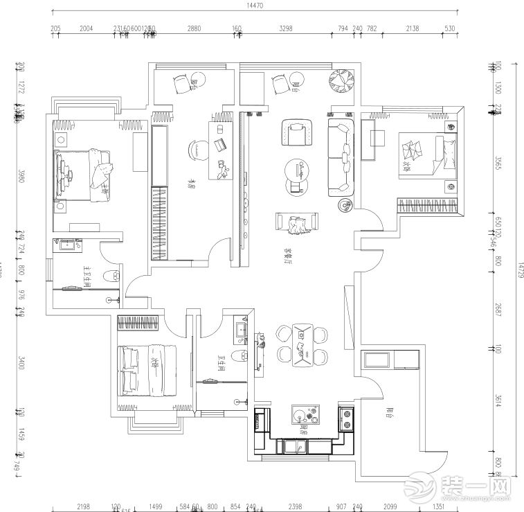 四房两厅两卫  建筑面积大约：160㎡  