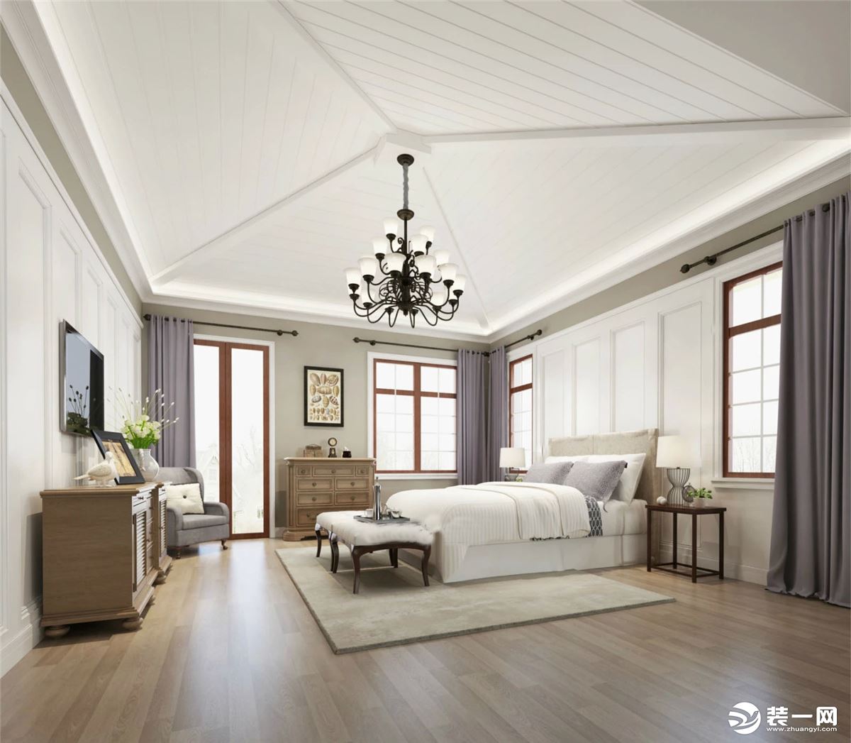 卧室既有欧洲的典雅与高贵，也融合了美式本身的豪放与大气。