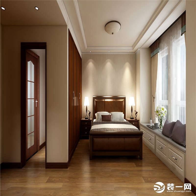在卧室里采用都是美式家具与美式风格，主要以颜色做了一些调整，最大化的利用整体空间。