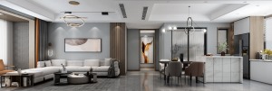 一般选择现代轻奢风格的客厅比例都比较宽敞，为了使空间利用率最大化。玻璃窗在视觉上看起来空间很宽敞，并