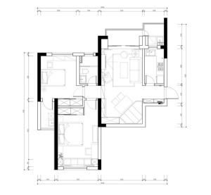 该原始户型为三室二厅一厨二卫的平层，房子的结构很好，但是客户对客厅要求比较高，需要摆放的东西