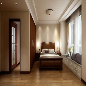 在卧室里采用都是美式家具与美式风格，主要以颜色做了一些调整，最大化的利用整体空间。
