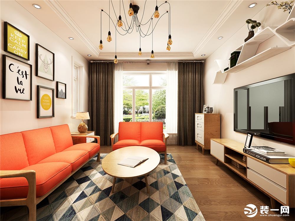现代风格装修强调家具的功能设计，设计线条简约流畅，色彩对比强烈。