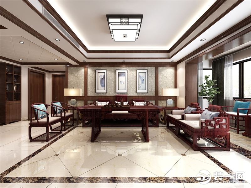 中式古典风格的室内设计，是在室内布置、线形、色调及家俱、陈设的造型等方面，吸取传统装饰「形」、「神」