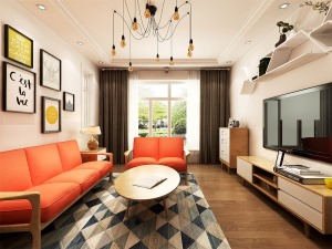 现代风格装修强调家具的功能设计，设计线条简约流畅，色彩对比强烈。