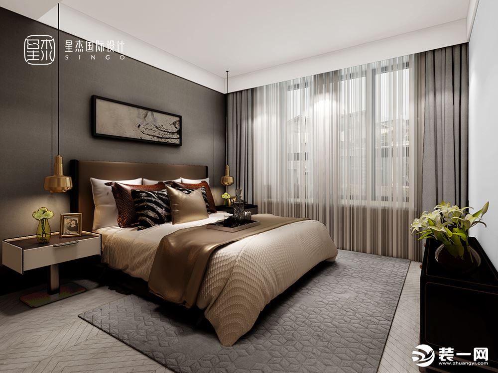 尚海郦景卧室效果图——星杰国际设计作品